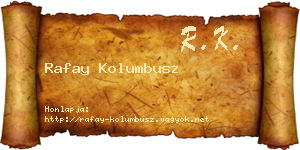 Rafay Kolumbusz névjegykártya